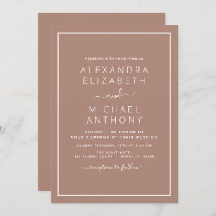 Terracotta Boho Mariage Moderne Simple Invitation