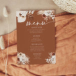 Terracotta Boho Pampas Gras Mariage plat<br><div class="desc">Notre élégant Menu Mariage est le moyen parfait pour annoncer votre jour de mariage à vos invités. Chaque carte présente des motifs floraux complexes et une belle typographie aux couleurs neutres, dont les tons terre, beige et terre. Imprimés sur un carton de haute qualité, ils impressionneront vos invités et donneront...</div>