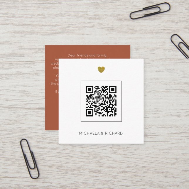  Terracotta Budget QR Code Wedding Invitation (Devant/Arrière en situation)