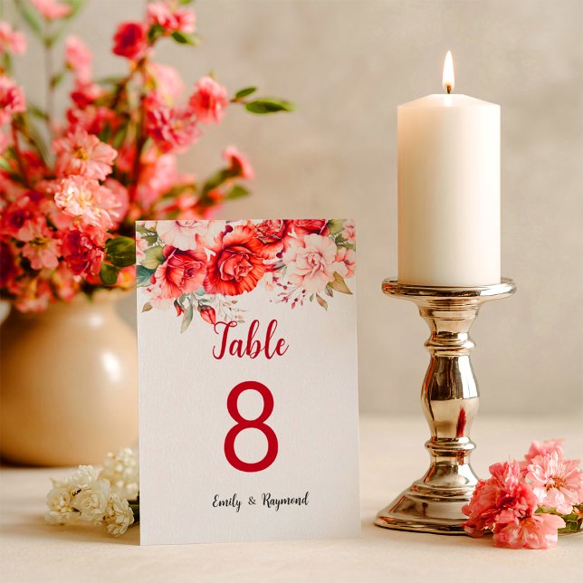 Terracotta Burgundy Blush Floral Table Number (Créateur téléchargé)