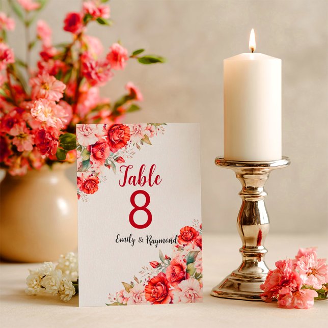 Terracotta Burgundy Blush Floral Table Number (Créateur téléchargé)