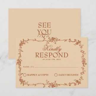 Terracotta Burnt Orange Floral Boho Wedding RSVP