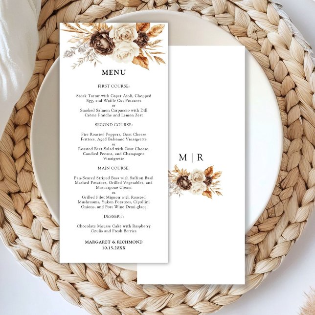 Terracotta Dusty & Brown Floral Mariage Menu (Créateur téléchargé)