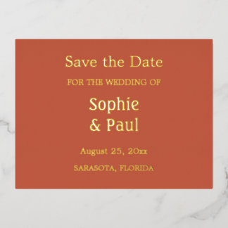 Terracotta Enregistrer la date Foil Invitation Car