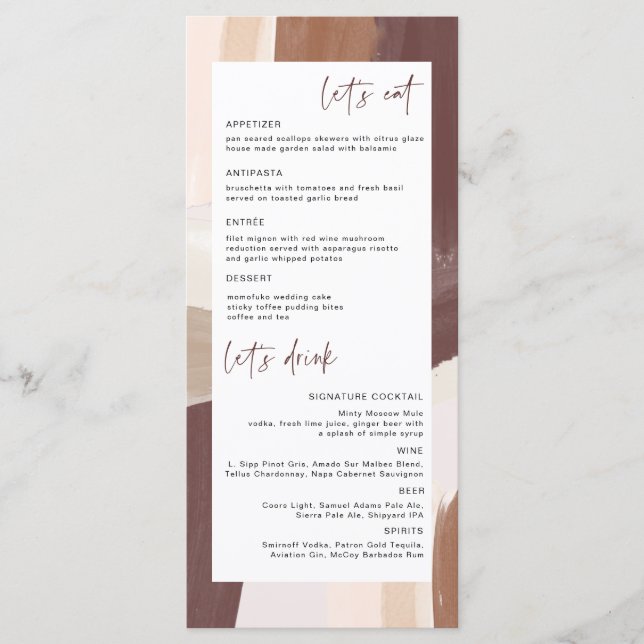 Terracotta Épicée Moderne | Menu de Mariage (Devant)