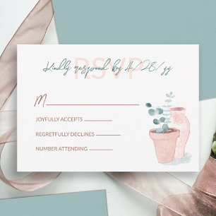 Terracotta, Eucalyptus Carte de mariage vert RSVP