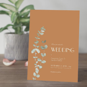 Terracotta Eucalyptus Deco Faire-part de mariage