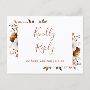 Terracotta Fall Floral Chanson Demande RSVP Carte 