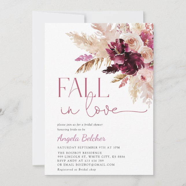 Terracotta Fall in Love Bridal Shower Invitation (Devant)