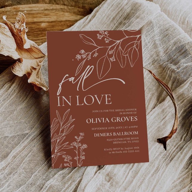 Terracotta Fall in Love Bridal Shower Invitation (Créateur téléchargé)