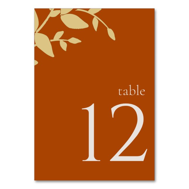 Terracotta Feuille moderne Mariage Numéro de table (Par défaut)