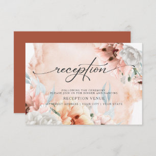 Terracotta Floral Aquarelle Réception Invitation