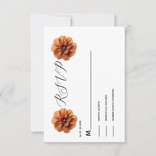 Terracotta Floral Boho rustique cuivre RSVP   (Devant)