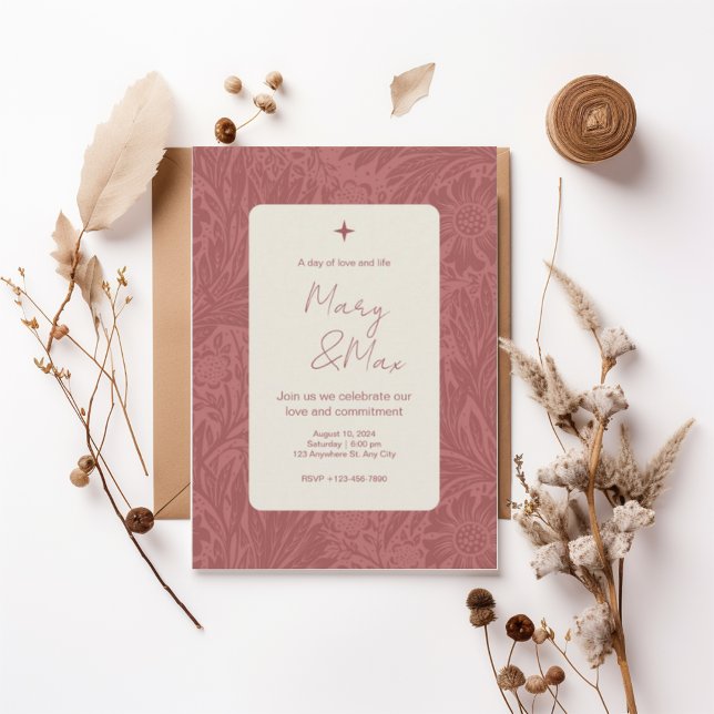 Terracotta Floral Wedding Invitation (Créateur téléchargé)