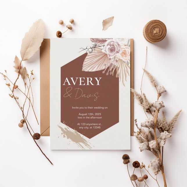 Terracotta Geometric Boho Wedding Invitation (Créateur téléchargé)