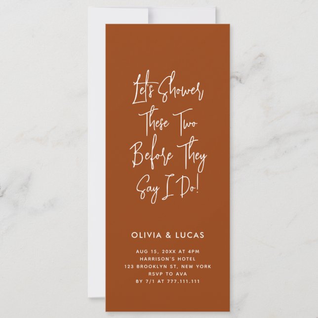 Terracotta Modern Script Couples Shower Invitation (Devant)