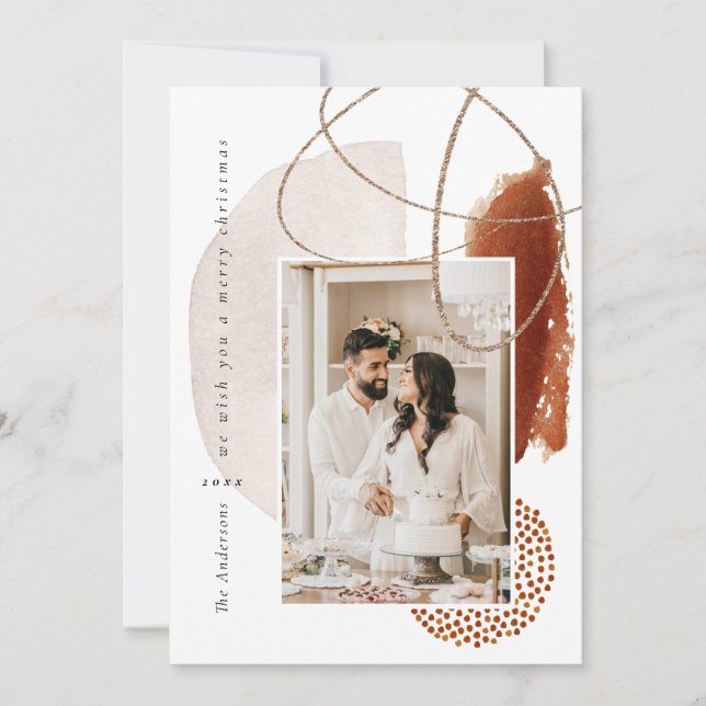 Terracotta Moderne Géométrique Carte de vacances p (Devant)