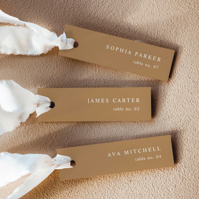 Terracotta Moderne Mariage Nom Cartes Place (Delivered Untrimmed)