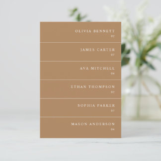Terracotta Moderne Mariage Nom Cartes Place
