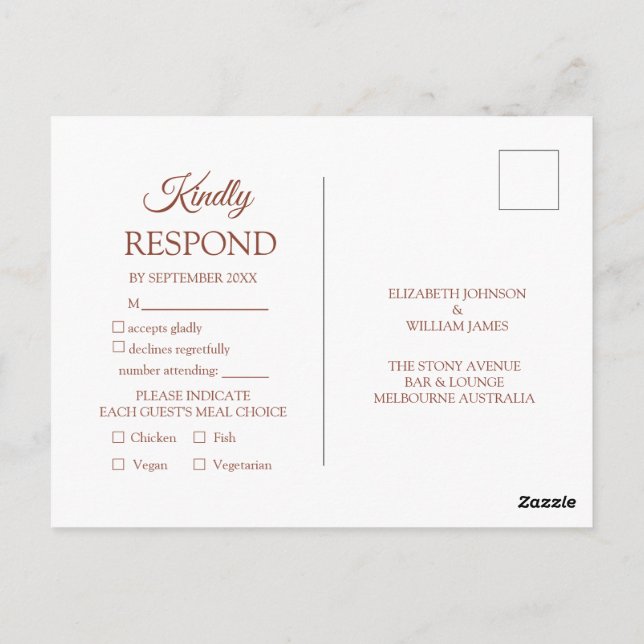 Terracotta Monogramme Mariage RSVP Invitation (Dos)