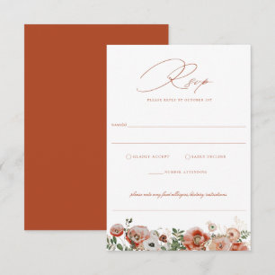 Terracotta Orange Automne Mariage Floral RSVP
