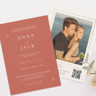 Terracotta Photo QR Code Faire-part de mariage