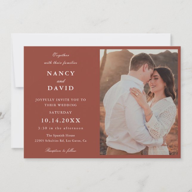 Terracotta Photo Wedding  Invitation (Devant)