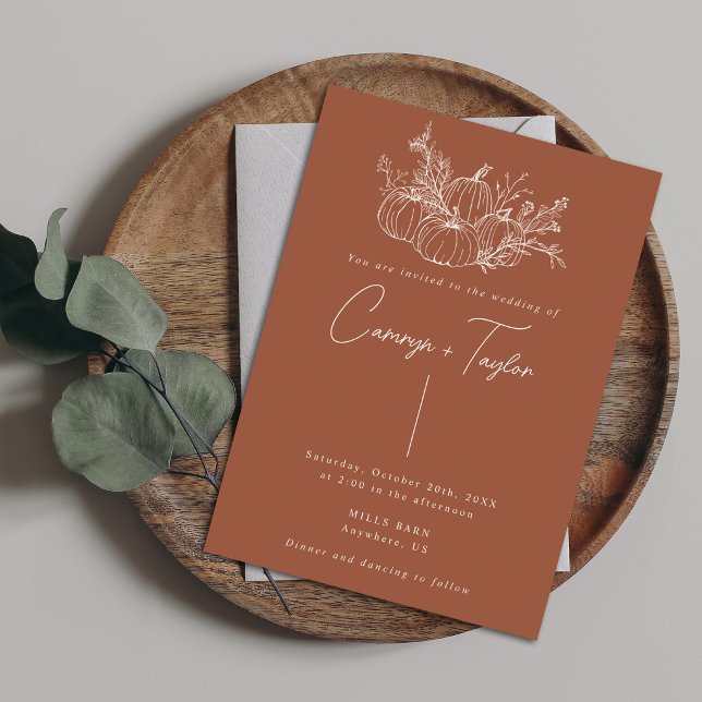 Terracotta Pumpkin Wedding Invitation (Créateur téléchargé)