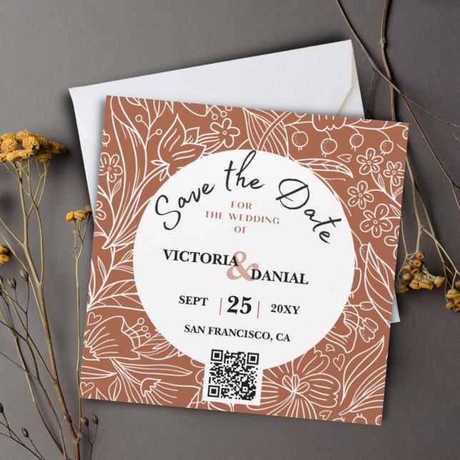 Terracotta QR Code Modern Chic Minimalist Wedding (Créateur téléchargé)