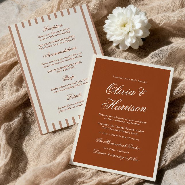 Terracotta Rustic Chic Modern Wedding Invitation (Créateur téléchargé)