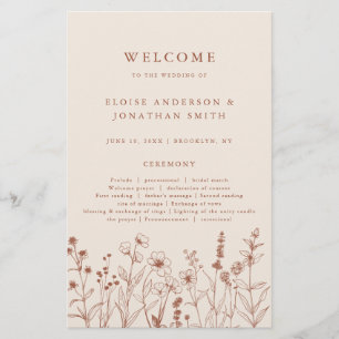 Terracotta Rustic Fall Fleur sauvage Wedding Progr