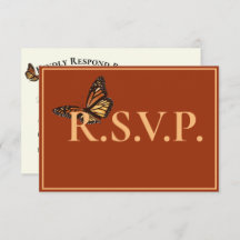 Terracotta simple avec papillon monarque QRC RSVP