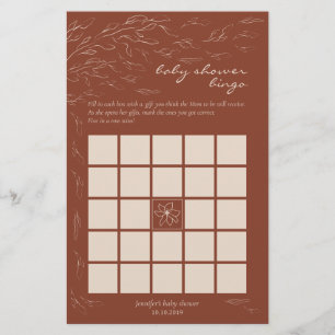 Terracotta Simple Baby shower Bingo Jeu