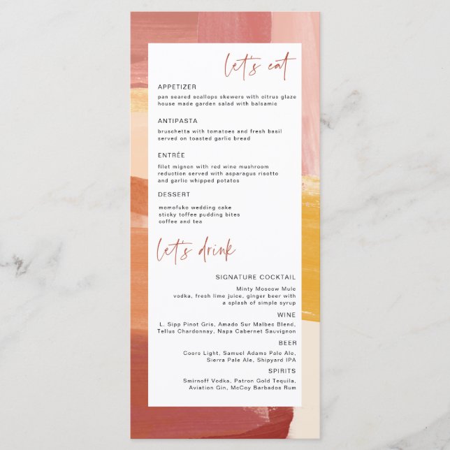 Terracotta Sunrise | Menu de mariage (Devant)