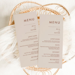Terracotta toscane Menu Mariage minimaliste mode