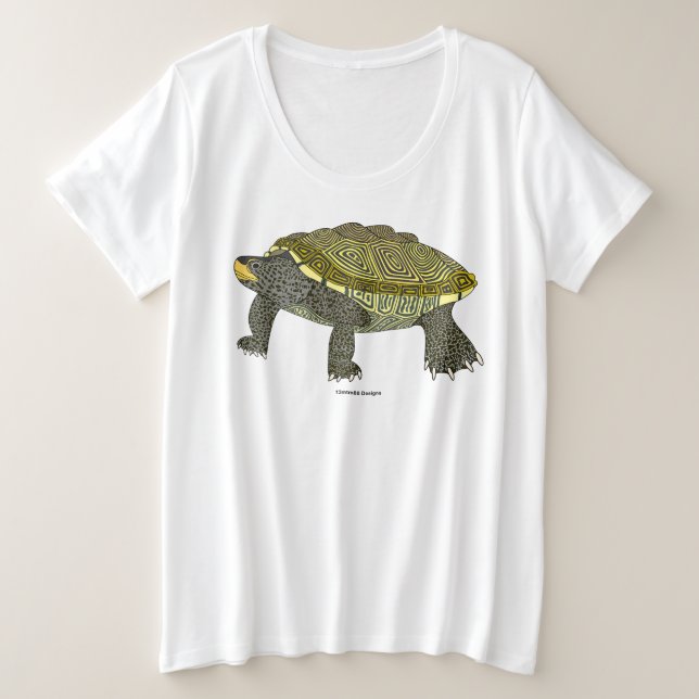 Terrapin (blanc) - T-Shirt pour femmes Grande Tail (Design devant)