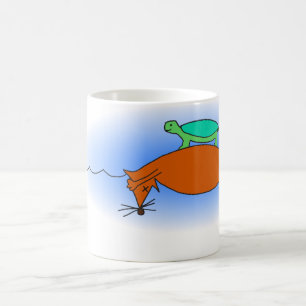 Terrapin flottant sur une tasse de renard