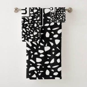 Terrazzo noir blanc motif monogramme initial