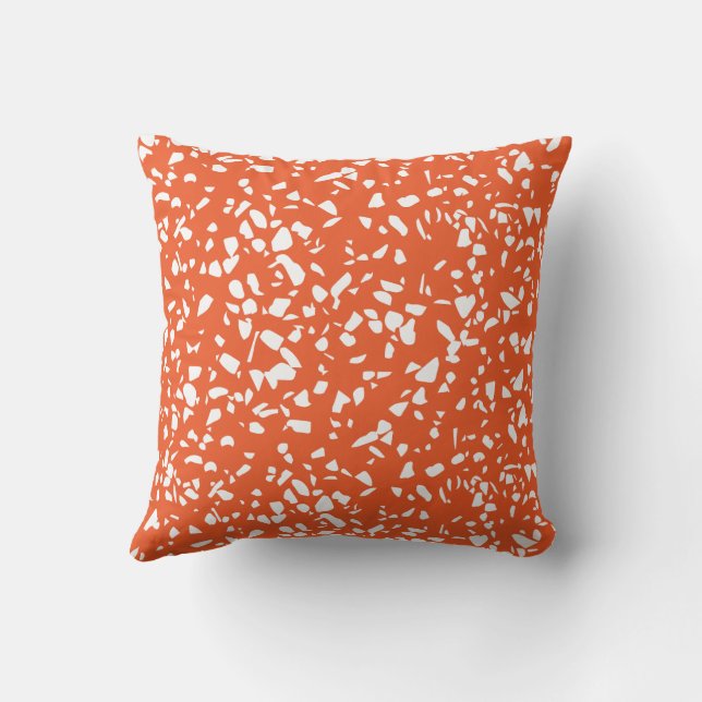 Terrazzo Orange Coussin moderne du milieu du siècl (Verso)