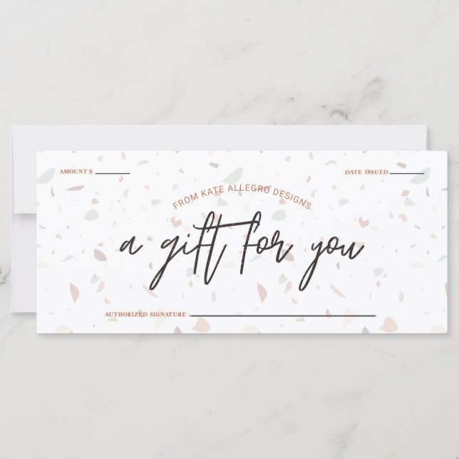 Terrazzo & Signature Script Certificat cadeau (Devant)