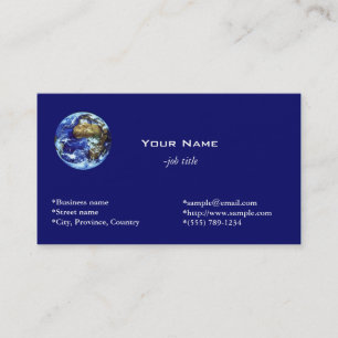 Terre, carte de visite globale bleue.