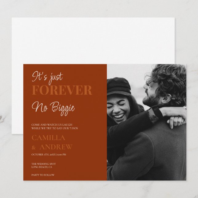 Terre cuite | CasuaI | Fun Wedding Invitations (Devant / Derrière)