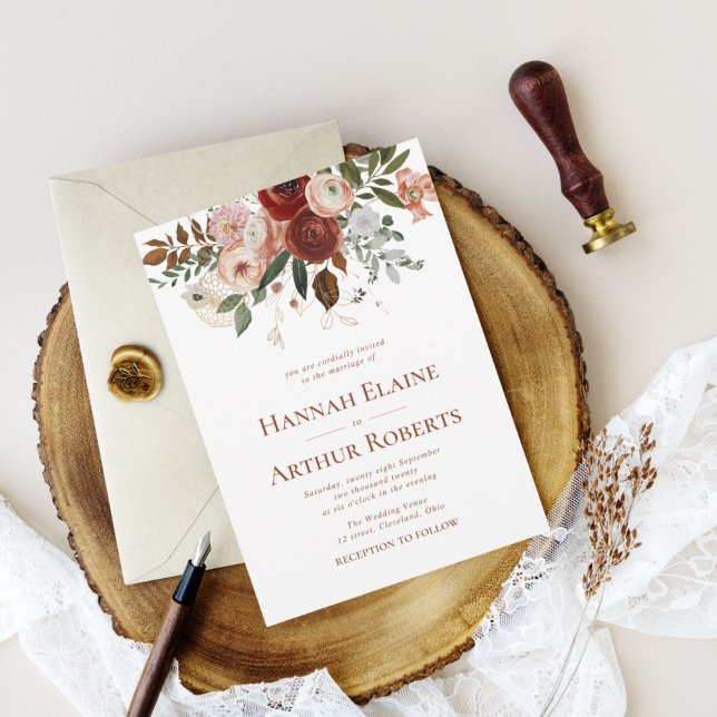 terre cuite et faire-part de mariage verdoyant (Créateur téléchargé)