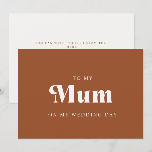 Terre Cuite Rétro à ma mère le jour de mon mariage (Devant / Derrière)