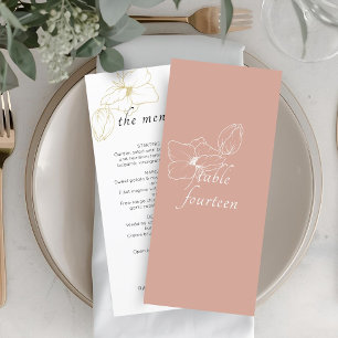 Terre cuite rose   Menu plat Mariage floral chic