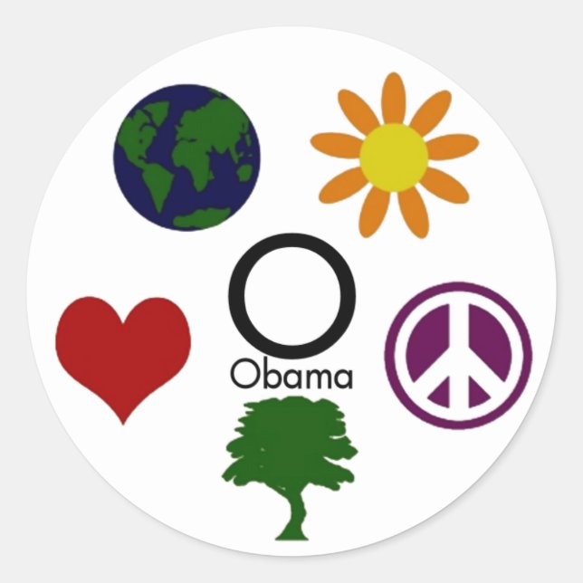 Terre, Fleur, Paix, Arbre, Amour, Sticker Obama (Devant)
