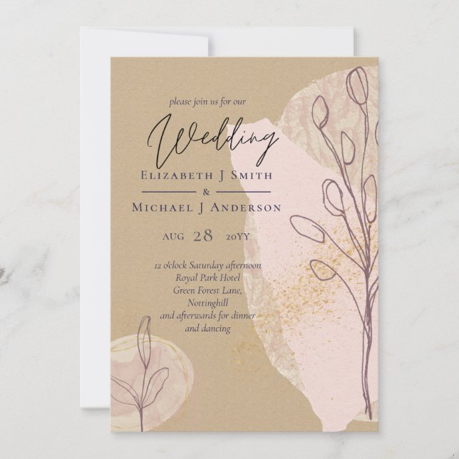 Terre Naturelle Bois Rustique Feuilles Mariage (Devant)