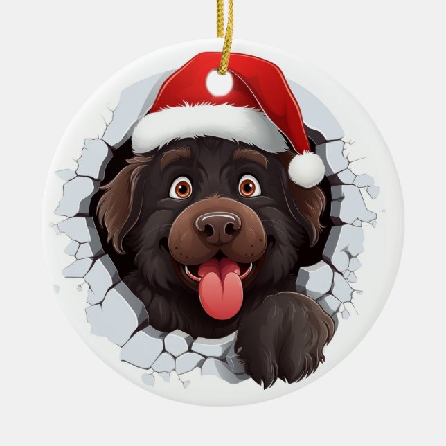 Terre-Neuve Dog 3D - Ornement de percée (Devant)