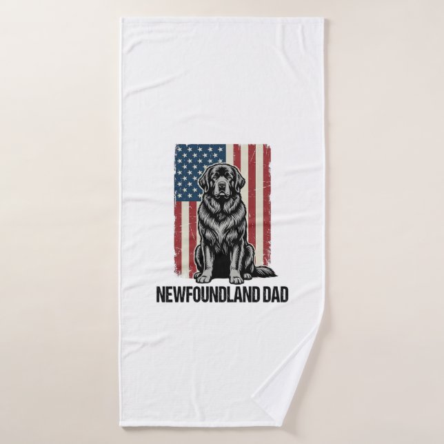 Terre-Neuve Papa Chien Patriotique Vintage (Serviette de bain)