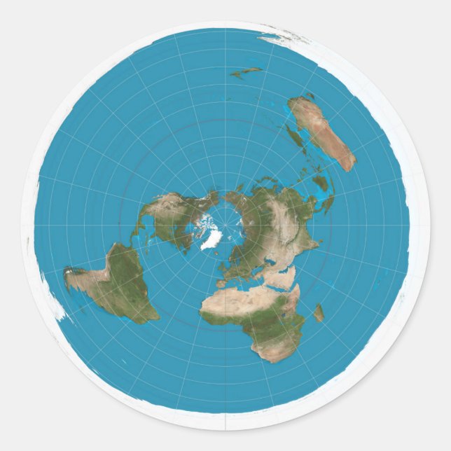 Terre plate Azimuthal Equidistance AE Stickers Car (Devant)